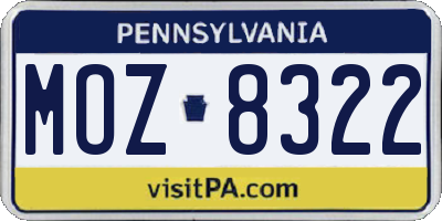 PA license plate MOZ8322