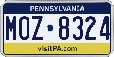 PA license plate MOZ8324