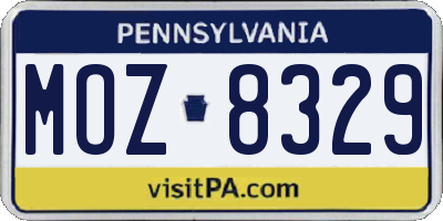 PA license plate MOZ8329