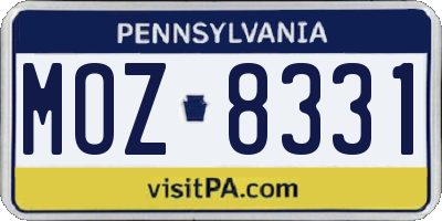 PA license plate MOZ8331