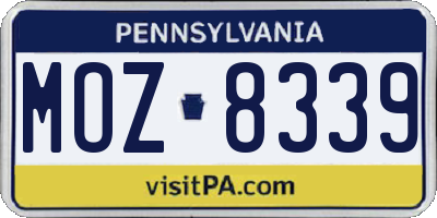 PA license plate MOZ8339