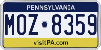 PA license plate MOZ8359