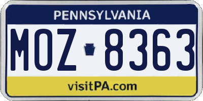PA license plate MOZ8363