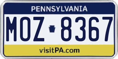 PA license plate MOZ8367