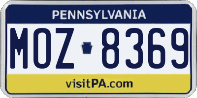 PA license plate MOZ8369