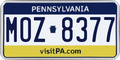 PA license plate MOZ8377