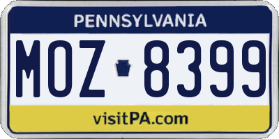 PA license plate MOZ8399