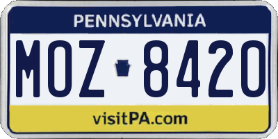 PA license plate MOZ8420