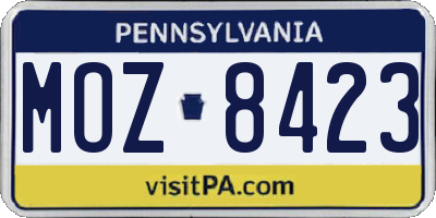PA license plate MOZ8423