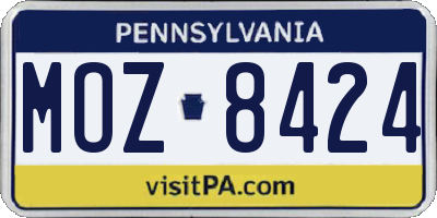 PA license plate MOZ8424
