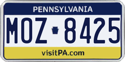 PA license plate MOZ8425