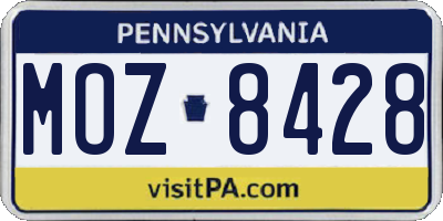 PA license plate MOZ8428