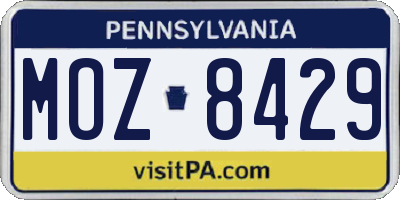 PA license plate MOZ8429