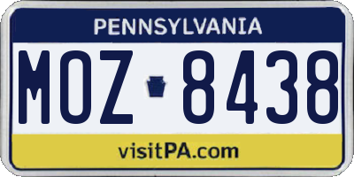 PA license plate MOZ8438