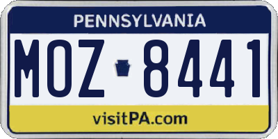 PA license plate MOZ8441