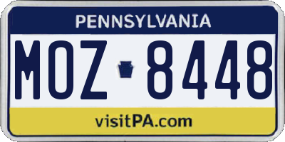 PA license plate MOZ8448