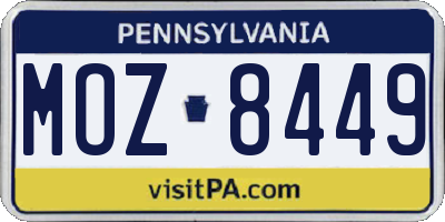 PA license plate MOZ8449