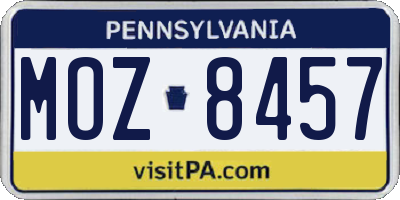 PA license plate MOZ8457