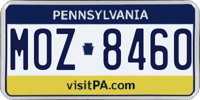 PA license plate MOZ8460