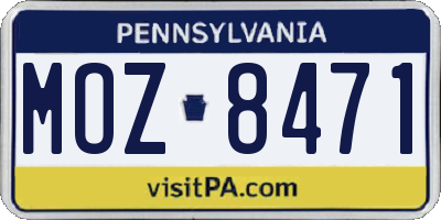 PA license plate MOZ8471