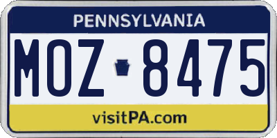 PA license plate MOZ8475