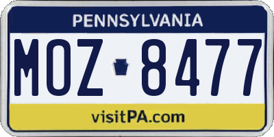 PA license plate MOZ8477