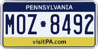 PA license plate MOZ8492