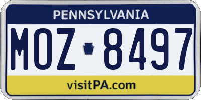 PA license plate MOZ8497