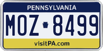 PA license plate MOZ8499