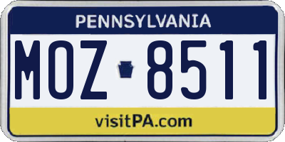 PA license plate MOZ8511