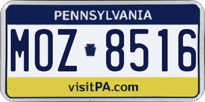 PA license plate MOZ8516