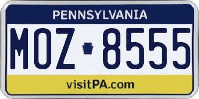 PA license plate MOZ8555