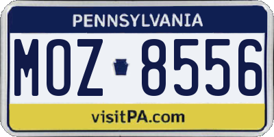 PA license plate MOZ8556