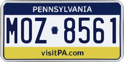 PA license plate MOZ8561