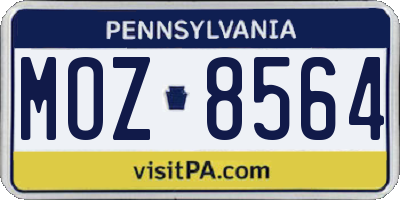 PA license plate MOZ8564