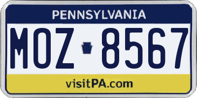 PA license plate MOZ8567