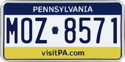 PA license plate MOZ8571