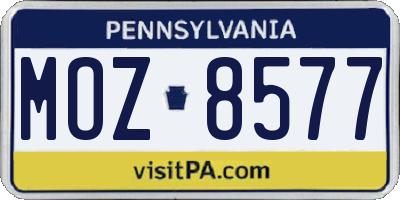 PA license plate MOZ8577