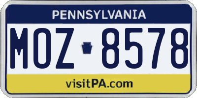 PA license plate MOZ8578