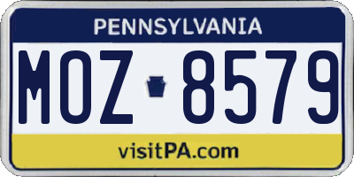 PA license plate MOZ8579