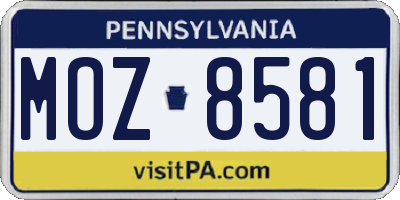 PA license plate MOZ8581