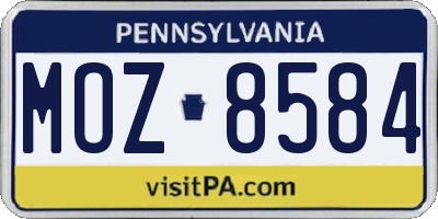PA license plate MOZ8584