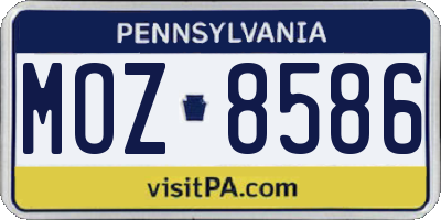 PA license plate MOZ8586