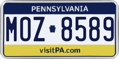 PA license plate MOZ8589