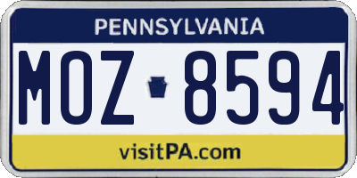 PA license plate MOZ8594