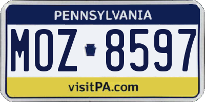 PA license plate MOZ8597