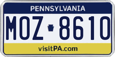 PA license plate MOZ8610