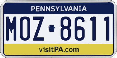 PA license plate MOZ8611