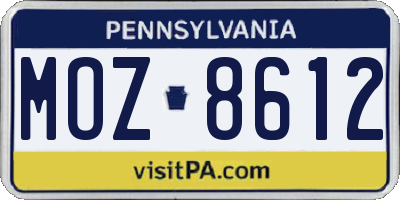 PA license plate MOZ8612