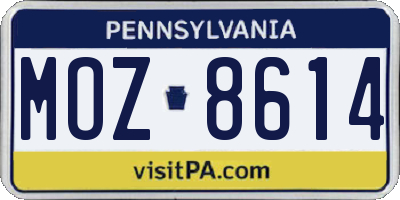 PA license plate MOZ8614